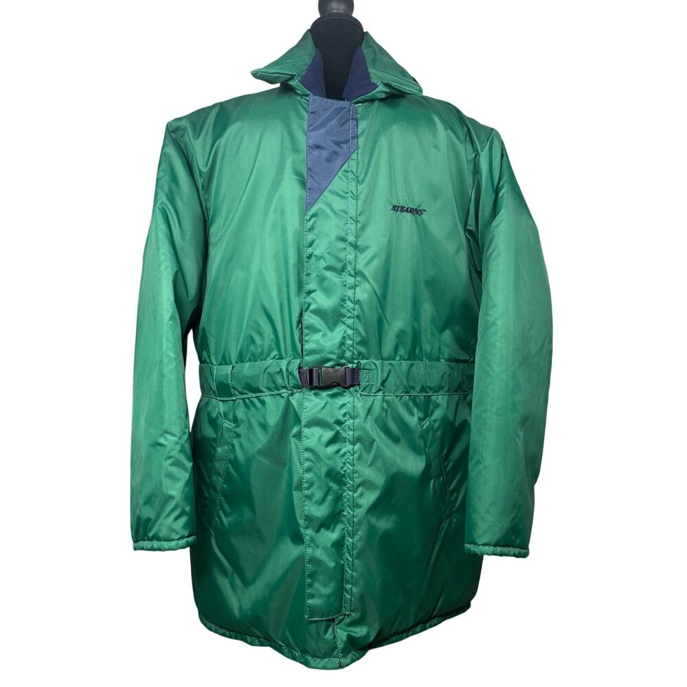 Vintage 80s Stearns Jacket Men’s XL Green Blue Fishing Ocean